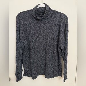 J.Crew Ribbed Gray/Black Mockneck Sweater